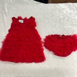 Mud Pie 0-6 mnths two piece red ruffle top & bloomers